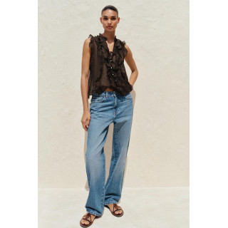 ПОЛУПРОЗРАЧНЫЙ ТОП С ВОЛАНАМИ