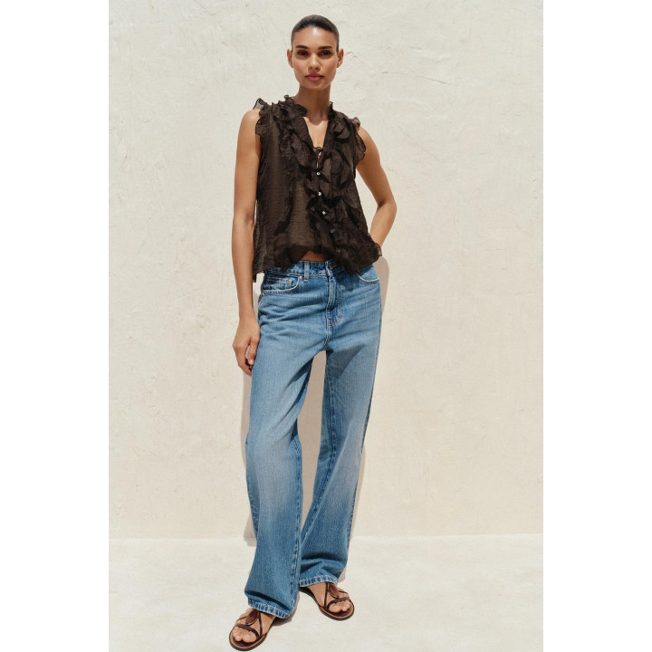 ПОЛУПРОЗРАЧНЫЙ ТОП С ВОЛАНАМИ