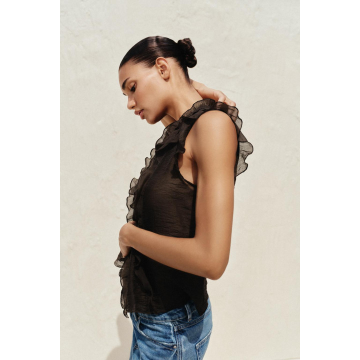 ПОЛУПРОЗРАЧНЫЙ ТОП С ВОЛАНАМИ