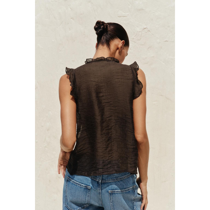 ПОЛУПРОЗРАЧНЫЙ ТОП С ВОЛАНАМИ