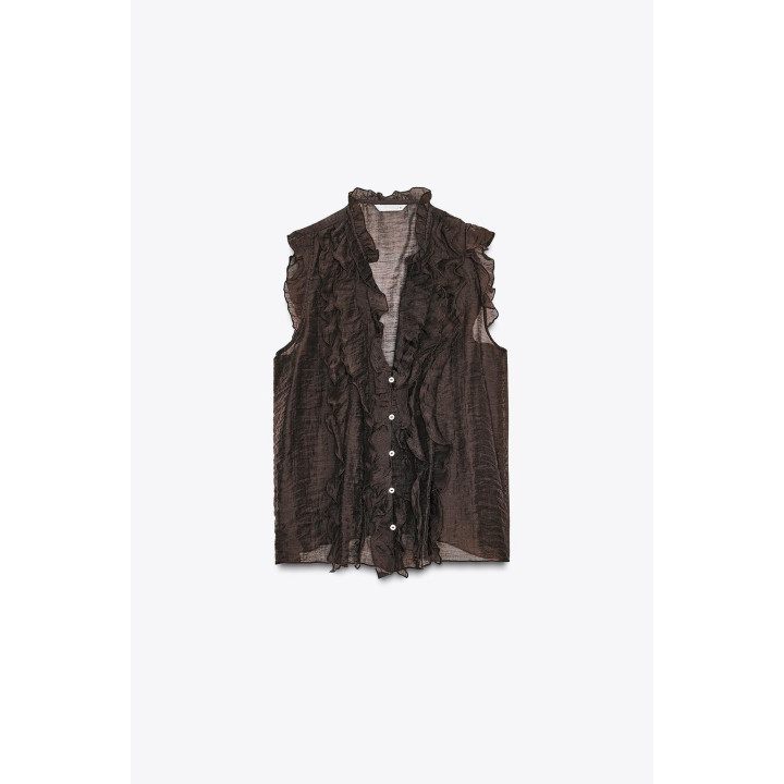 ПОЛУПРОЗРАЧНЫЙ ТОП С ВОЛАНАМИ