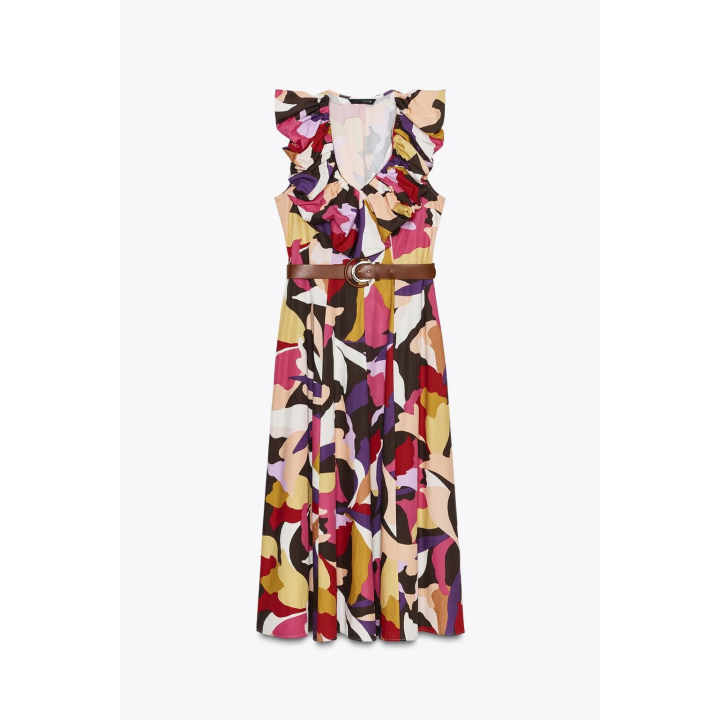 ПЛАТЬЕ МИДИ ИЗ ПОПЛИНА С ПРИНТОМ