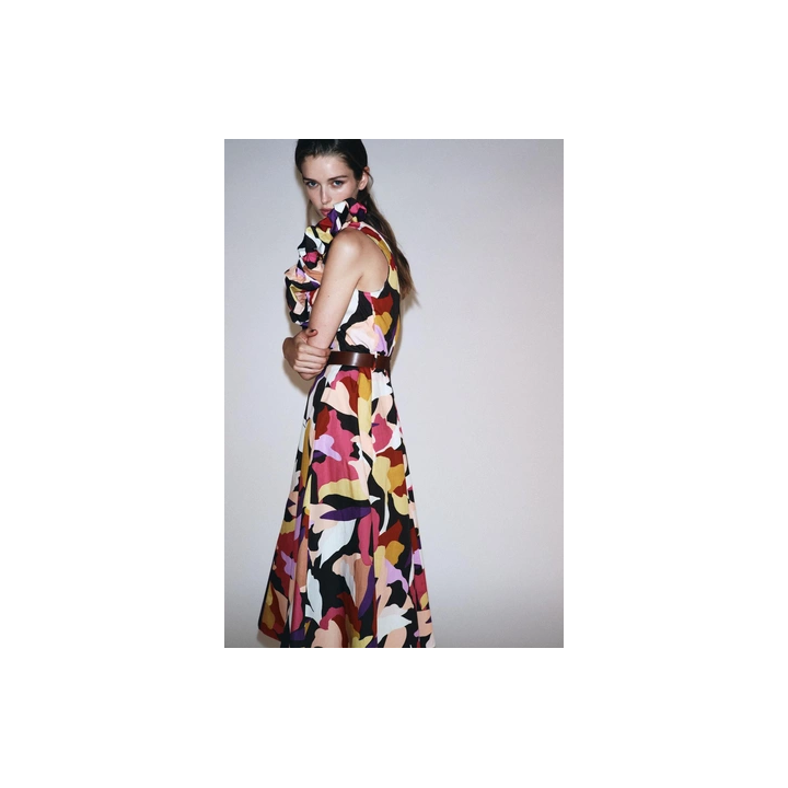 ПЛАТЬЕ МИДИ ИЗ ПОПЛИНА С ПРИНТОМ