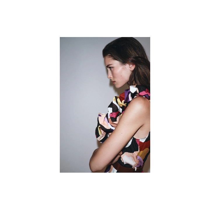 ПЛАТЬЕ МИДИ ИЗ ПОПЛИНА С ПРИНТОМ