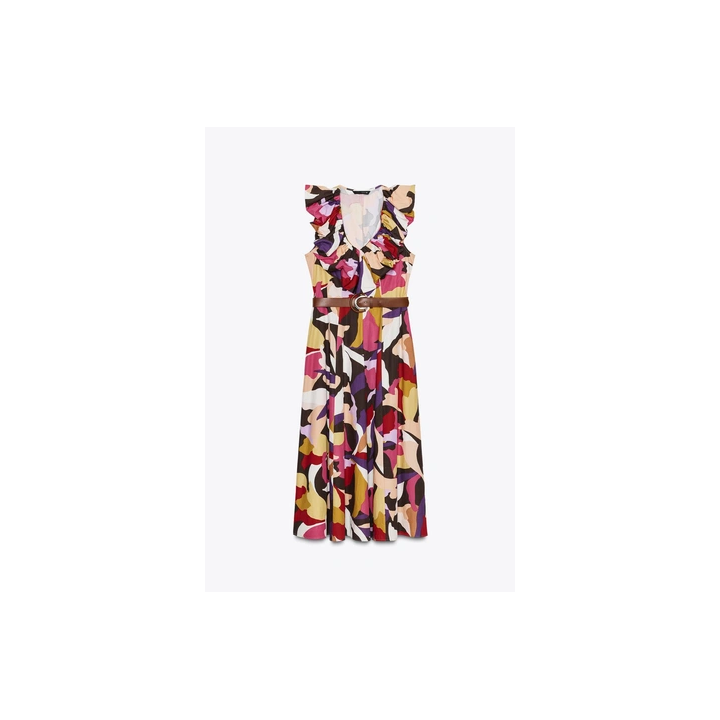 ПЛАТЬЕ МИДИ ИЗ ПОПЛИНА С ПРИНТОМ