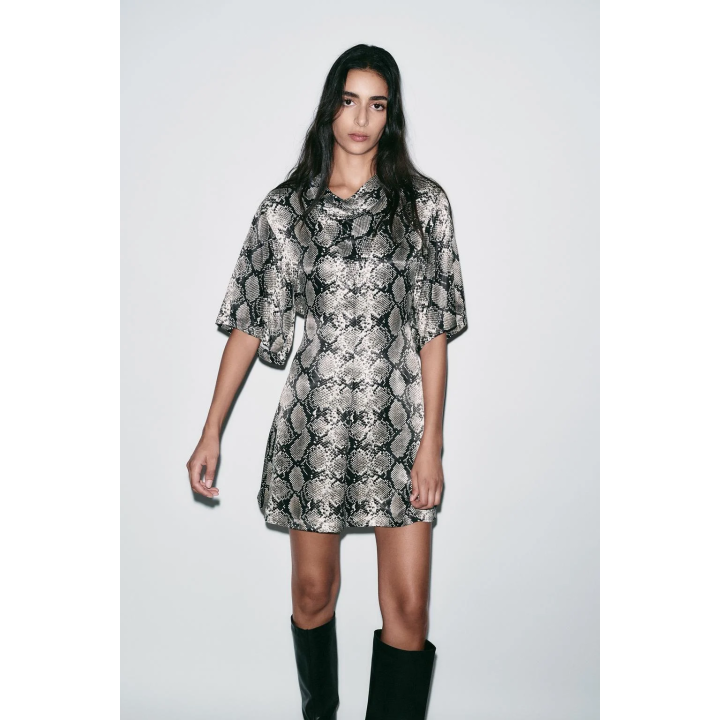 МИНИ-ПЛАТЬЕ С АНИМАЛИСТИЧЕСКИМ ПРИНТОМ