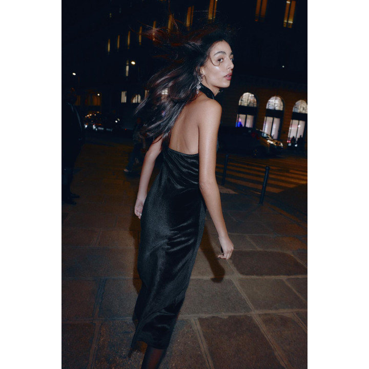 БАРХАТНОЕ ПЛАТЬЕ МИДИ С КРУЖЕВОМ