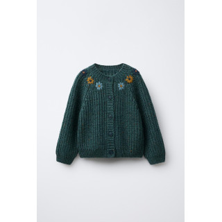 КАРДИГАН С ВЫШИТЫМИ ЦВЕТАМИ НА ПУГОВИЦАХ