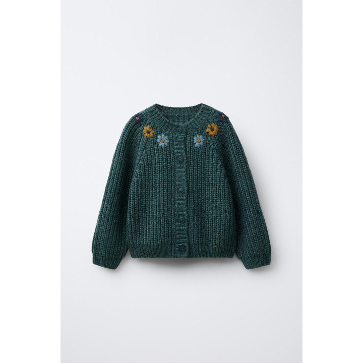 КАРДИГАН С ВЫШИТЫМИ ЦВЕТАМИ НА ПУГОВИЦАХ