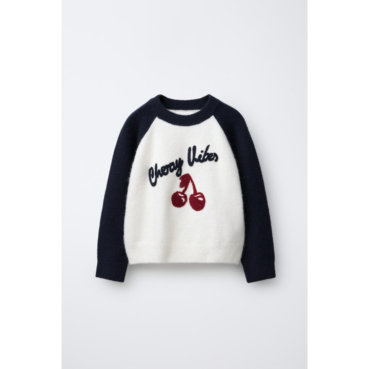 ДЖЕМПЕР С ТЕКСТОМ И КОНТРАСТНЫМИ РУКАВАМИ