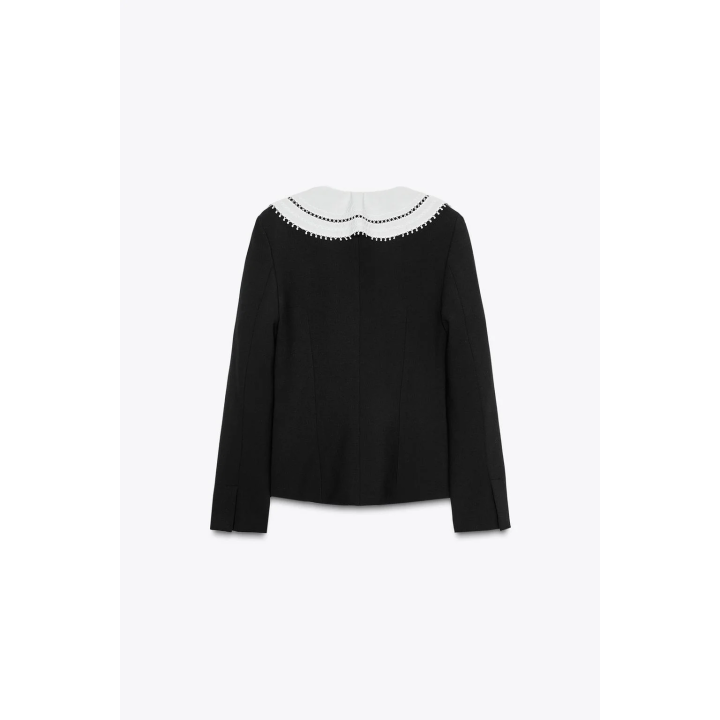 БЛЕЙЗЕР С КОНТРАСТНЫМ СЪЕМНЫМ ВОРОТНИКОМ