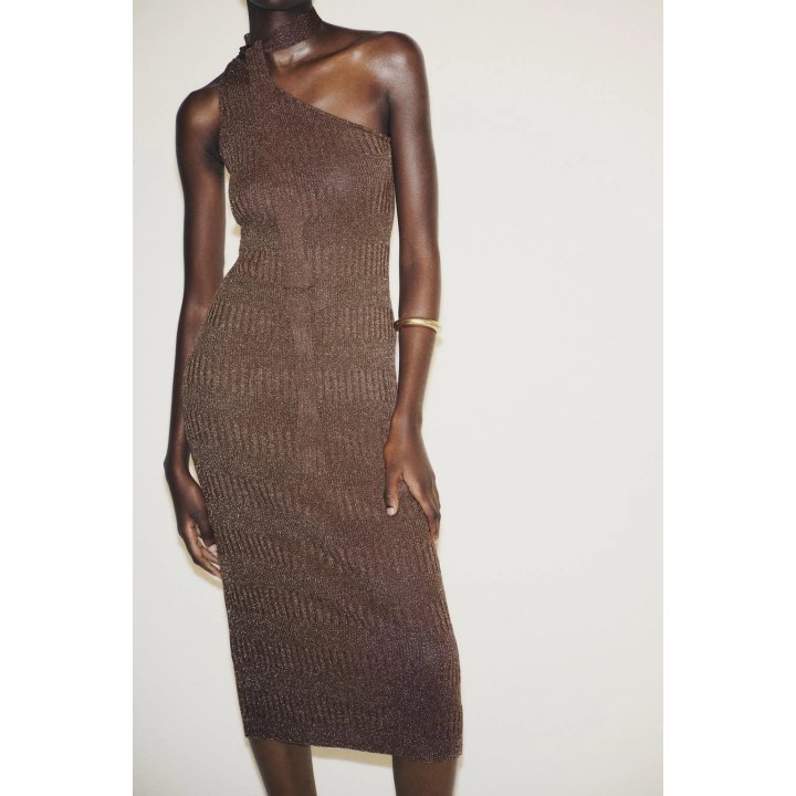 ПЛАТЬЕ МИДИ АСИММЕТРИЧНОГО КРОЯ С ПЛАТКОМ