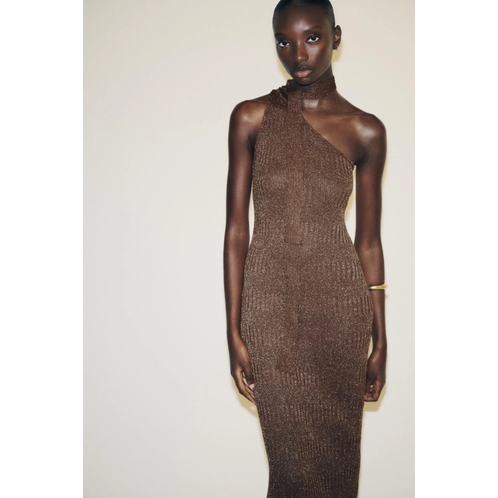 ПЛАТЬЕ МИДИ АСИММЕТРИЧНОГО КРОЯ С ПЛАТКОМ