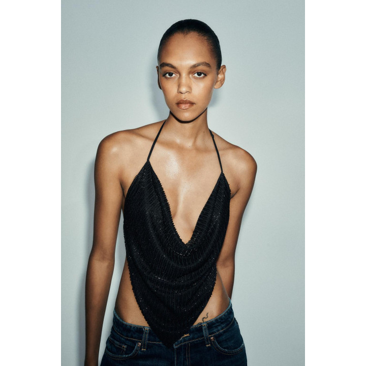 Топ с драпировкой и бисером