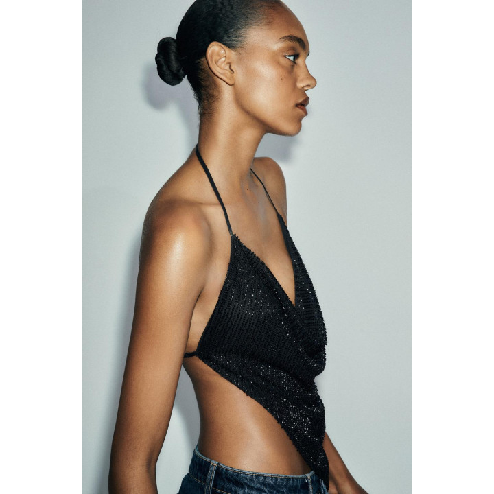 Топ с драпировкой и бисером