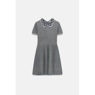 ПЛАТЬЕ С КОМБИНИРОВАННЫМ ВОРОТНИКОМ