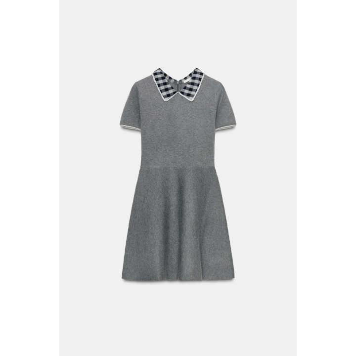 ПЛАТЬЕ С КОМБИНИРОВАННЫМ ВОРОТНИКОМ