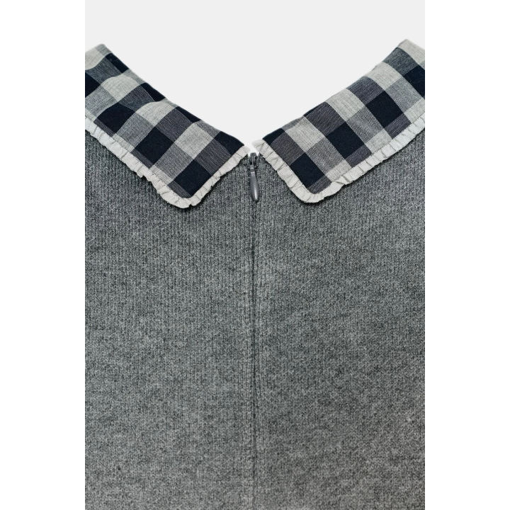 ПЛАТЬЕ С КОМБИНИРОВАННЫМ ВОРОТНИКОМ