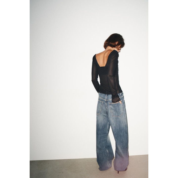 Полупрозрачный топ с длинным рукавом