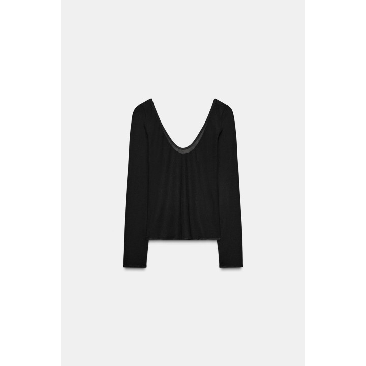 Полупрозрачный топ с длинным рукавом