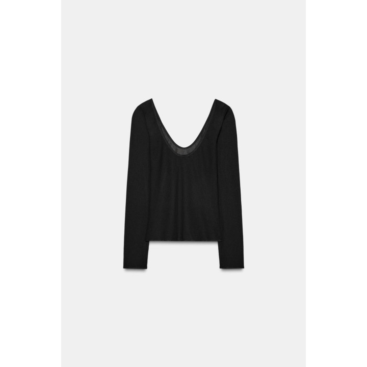 Полупрозрачный топ с длинным рукавом