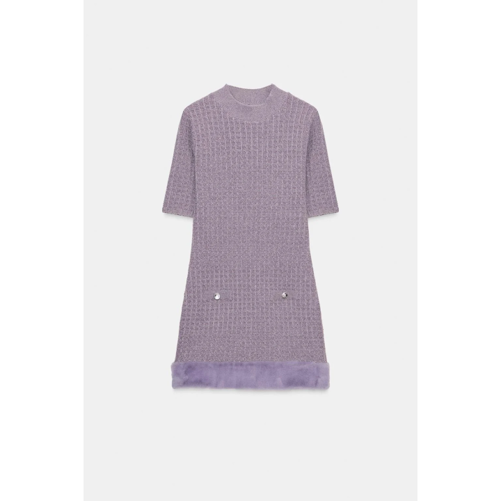 ПЛАТЬЕ С ФАКТУРНОЙ ОТДЕЛКОЙ И ЭФФЕКТОМ МЕХА