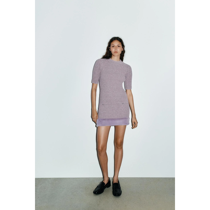 ПЛАТЬЕ С ФАКТУРНОЙ ОТДЕЛКОЙ И ЭФФЕКТОМ МЕХА