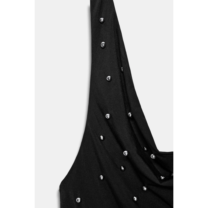 ТОП С ГОРЛОВИНОЙ ХАЛТЕР, АСИММЕТРИЧНЫЙ, СО СТРАЗАМИ