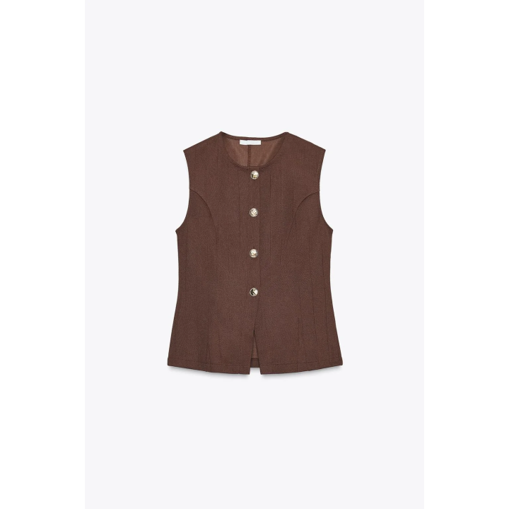 ТОП-ЖИЛЕТ ИЗ САРЖИ С ПУГОВИЦАМИ