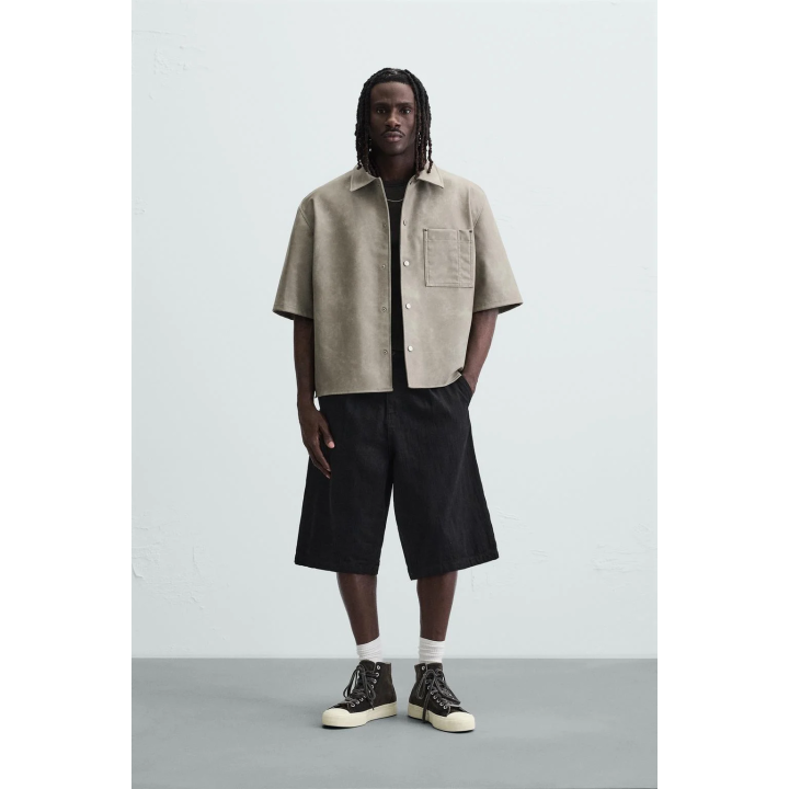 КУРТКА-РУБАШКА ИЗ ИСКУССТВЕННОЙ КОЖИ