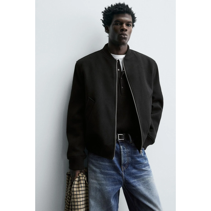 Куртка-бомбер с комбинированными материалами