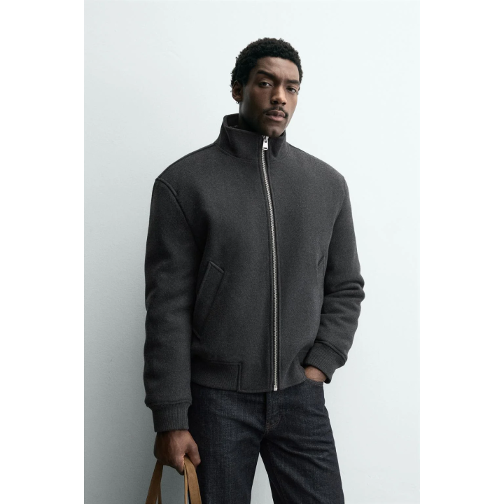 Куртка-бомбер с комбинированным дизайном