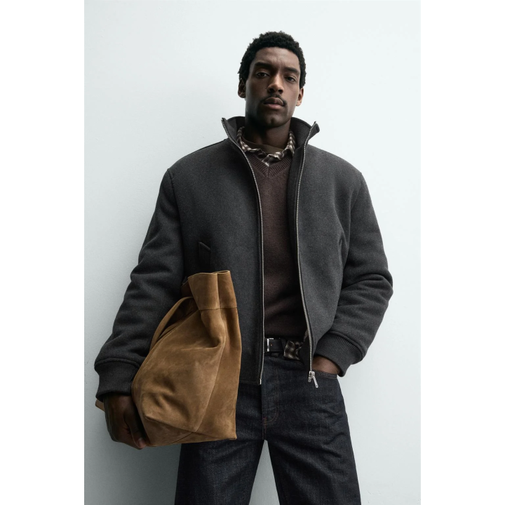 Куртка-бомбер с комбинированным дизайном