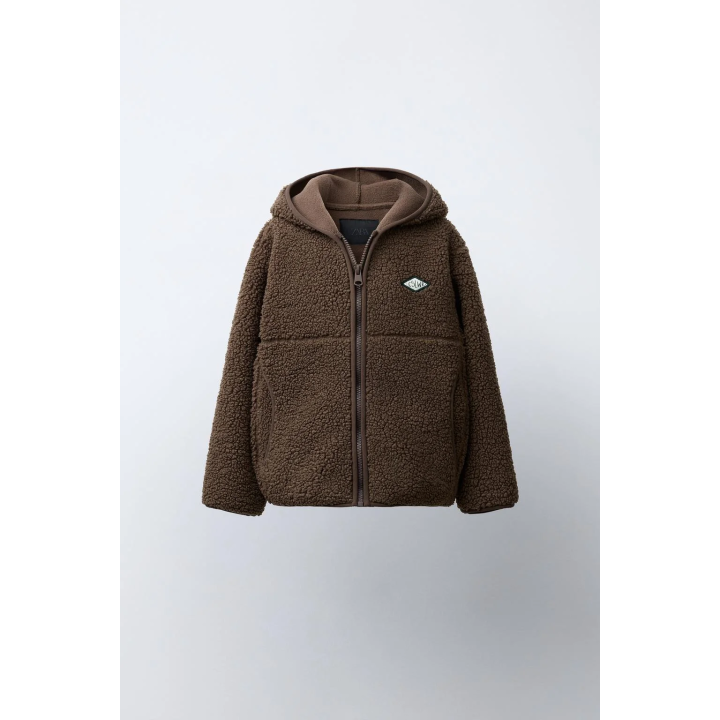 Куртка из искусственного меха с капюшоном zara