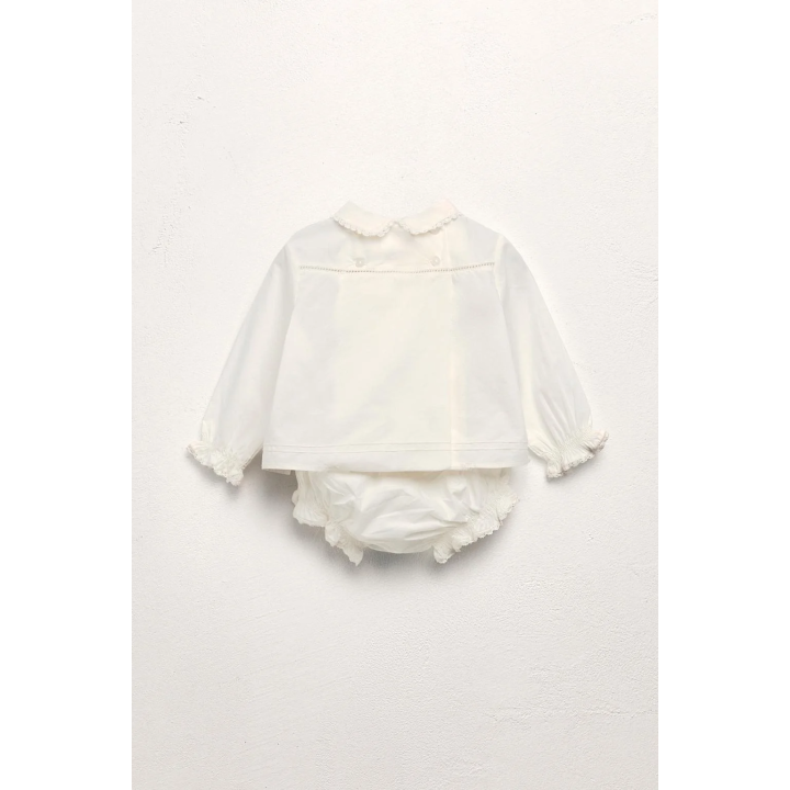 Комплект из рубашки из поплина и пинеток limited edition с вышитыми цветами