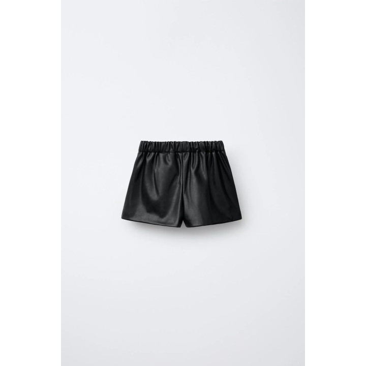 Бермуды-юбка из искусственной кожи с деталью на завязке