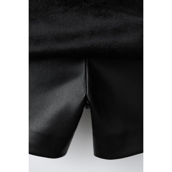 ЮБКА-БРЮКИ ИЗ ИСКУССТВЕННОЙ КОЖИ С БАНТАМИ