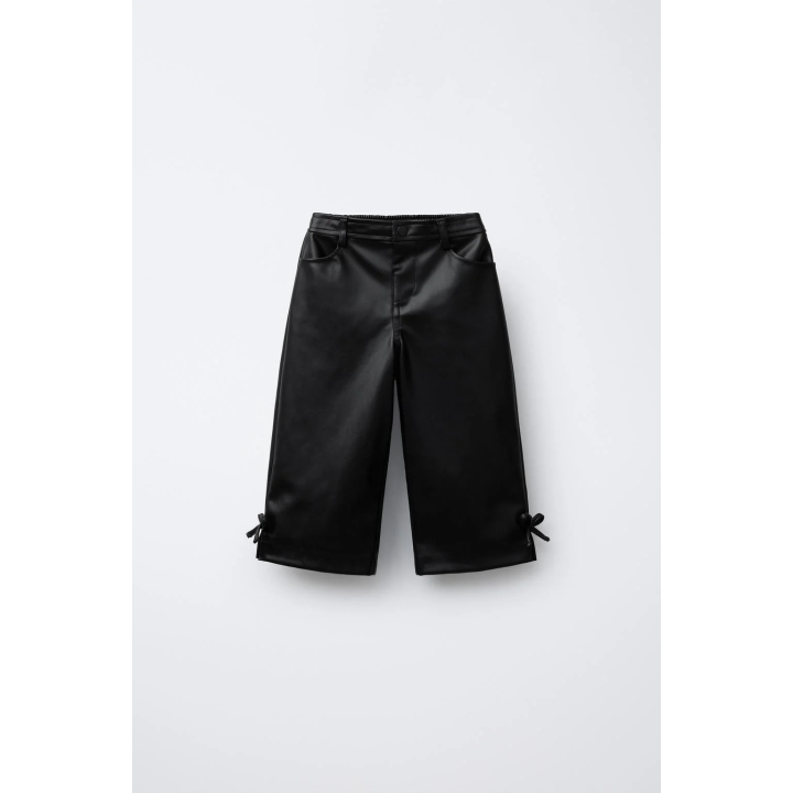 ПРЯМЫЕ БРЮКИ ПОД КОЖУ С ЛЕНТАМИ