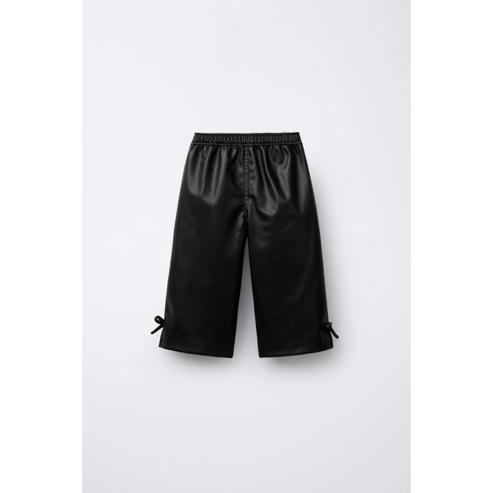 ПРЯМЫЕ БРЮКИ ПОД КОЖУ С ЛЕНТАМИ