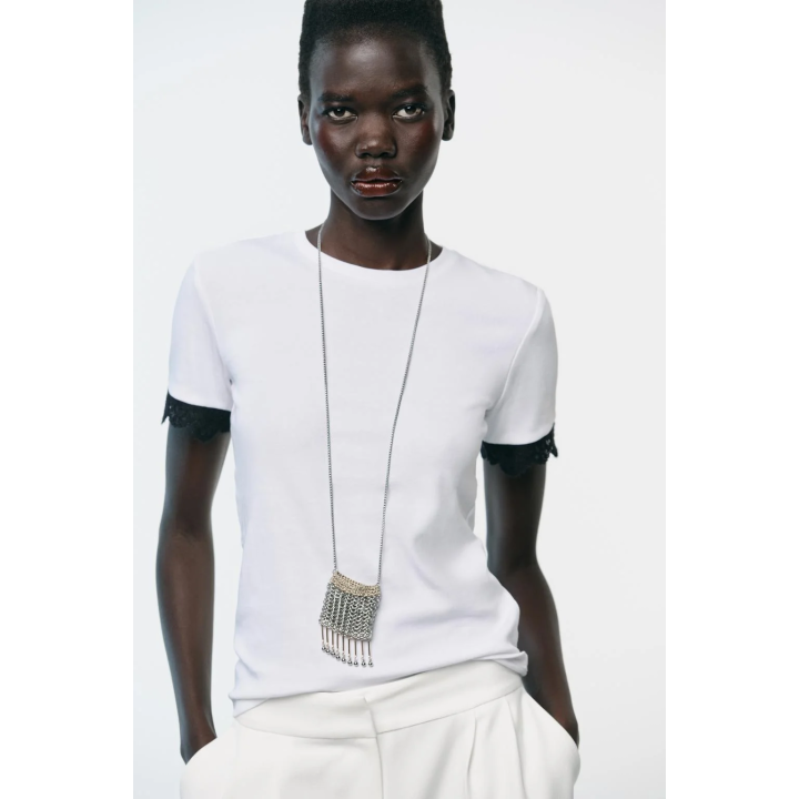 ФУТБОЛКА С КРУЖЕВНЫМИ РУКАВАМИ