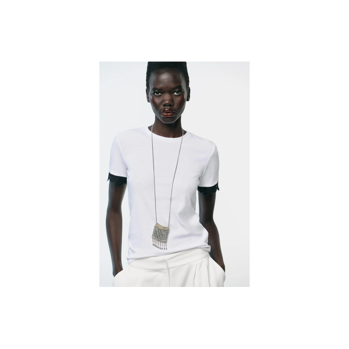 ФУТБОЛКА С КРУЖЕВНЫМИ РУКАВАМИ