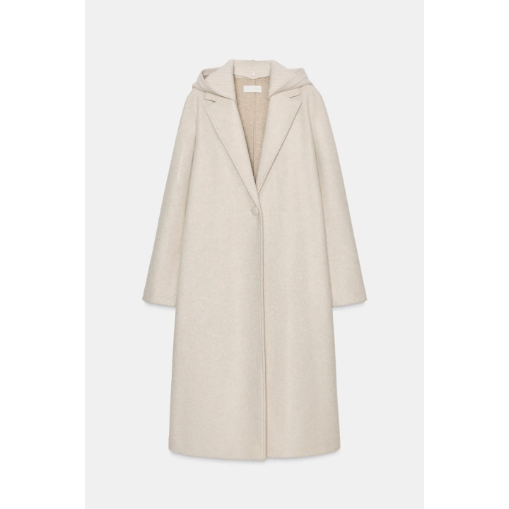 ПАЛЬТО ИЗ МЯГКОЙ ТКАНИ С КАПЮШОНОМ