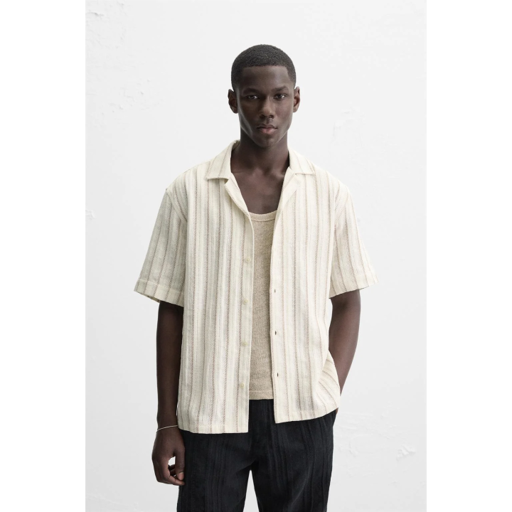 РУБАШКА ИЗ РЕЛЬЕФНОЙ ТКАНИ В ПОЛОСКУ