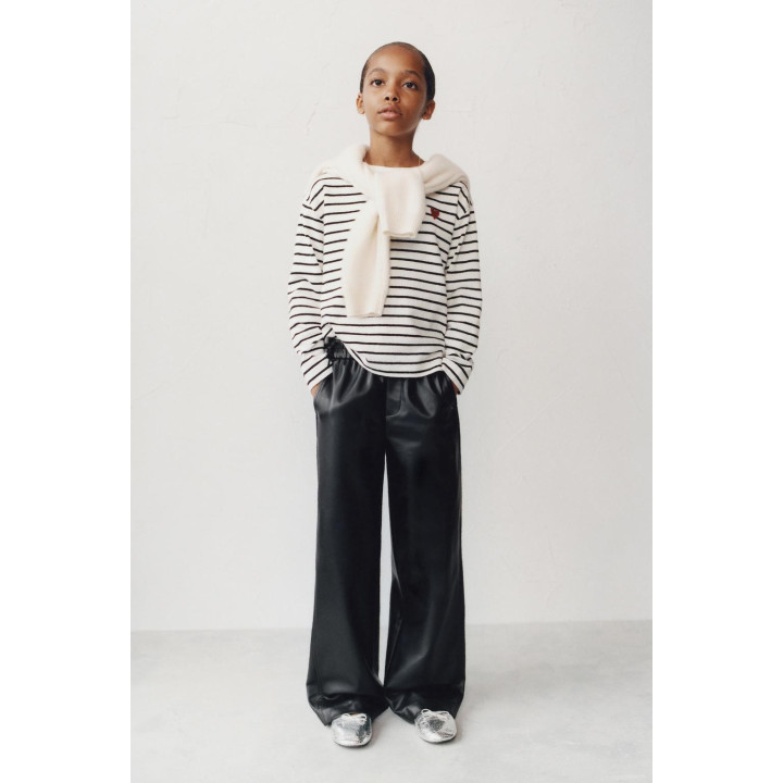 БРЮКИ ИЗ ИСКУССТВЕННОЙ КОЖИ С БАНТАМИ