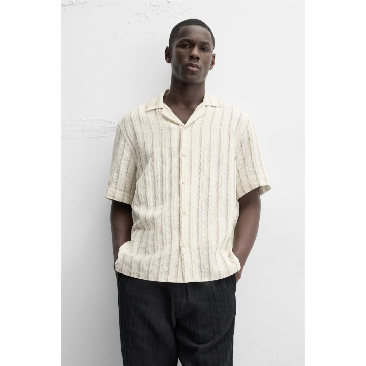 РУБАШКА ИЗ РЕЛЬЕФНОЙ ТКАНИ В ПОЛОСКУ