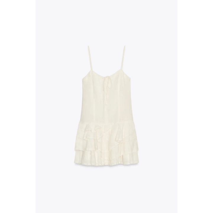 КОРОТКОЕ ПЛАТЬЕ ИЗ ГАЗА С ВОЛАНАМИ