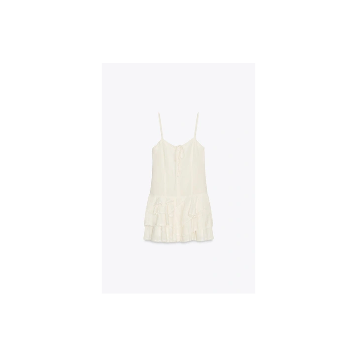 КОРОТКОЕ ПЛАТЬЕ ИЗ ГАЗА С ВОЛАНАМИ