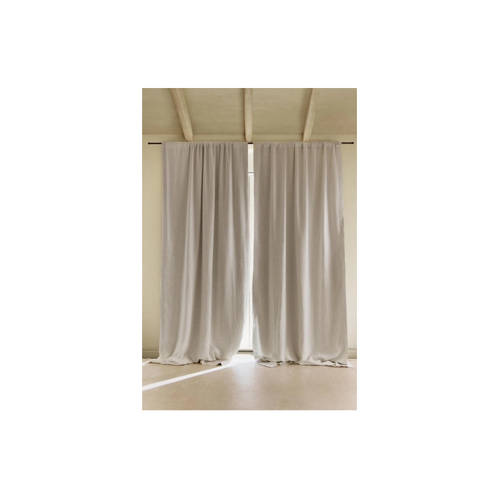 WHITE BLACKOUT LINEN CURTAIN