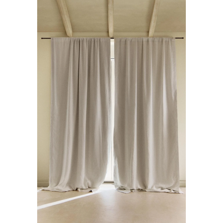 WHITE BLACKOUT LINEN CURTAIN