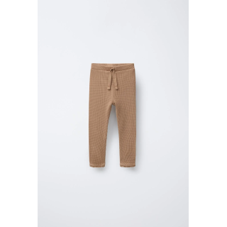 ЛЕГИНСЫ ИЗ РИФЛЕНОГО ТРИКОТАЖА С КРУЖЕВОМ